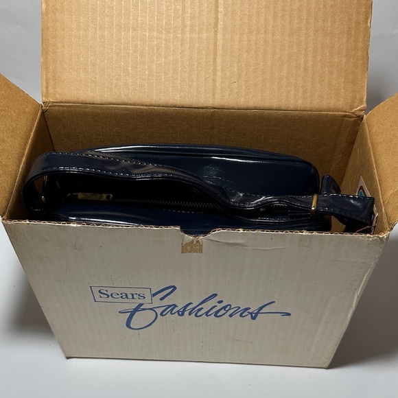 Vintage Sears Navy Geometric Shoulder Bag – Gold Hardware – New in Box - Picture 12 of 12